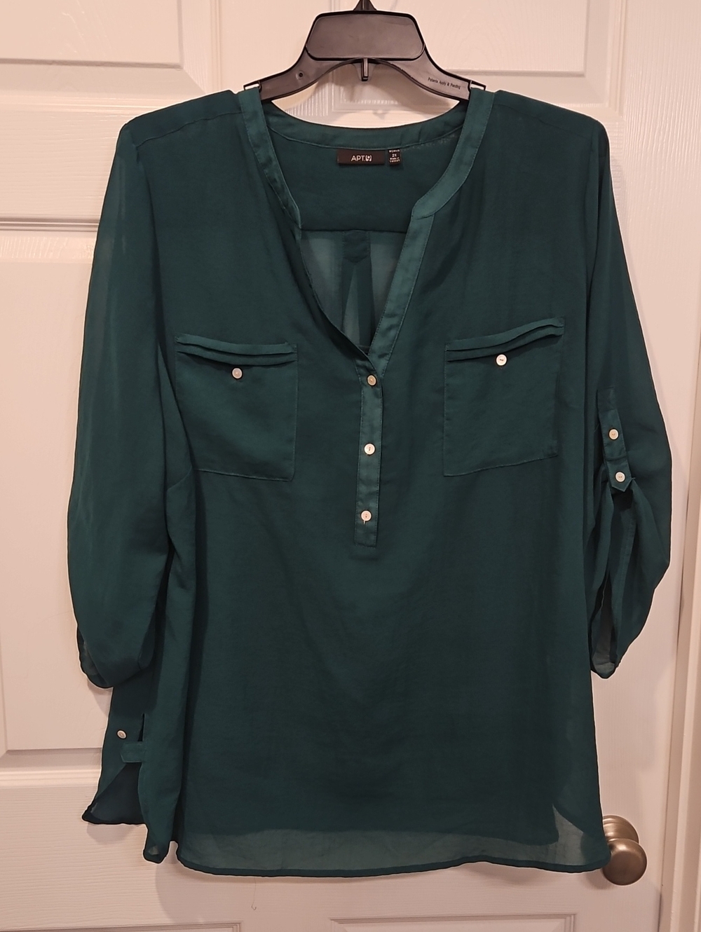 Apt. 9 Forest Green Henley Pocket Blouse